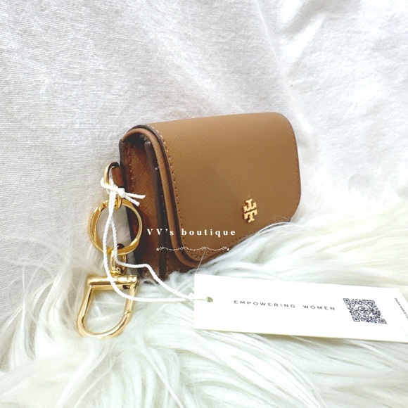 NWT Tory Burch Emerson Flap Card Case ID Saffiano Leather Moose Brown 157146 - Picture 3 of 5